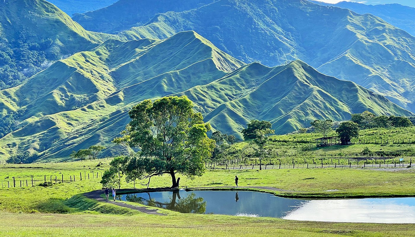 Green mountains and pastureland of the Bukidnon communal ranch